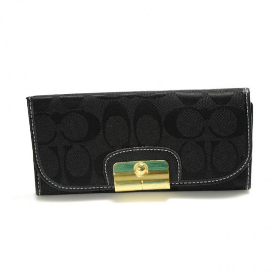 Coach Kristin In Signature Large Black Wallets DVK | Coach Outlet Canada